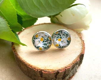 Studs or dangle earrings! Scandinavian floral earrings, Selma Dreams, Nordic jewelry, Scandinavian design, silver flower earrings, yellow
