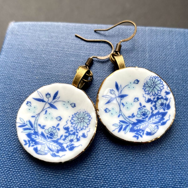 Miniature Porcelain Dinner Plate Earrings, Alice in Wonderland, Porcelain Earrings, Ceramic Earrings, Flower Earrings, Miniature Earrings