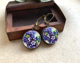Gorgeous Lilac Flower Earrings, Scandinavian Earrings, Nordic Jewelry, Scandinavian Design, Light Earrings, Wooden Earrings, Wood Earrings