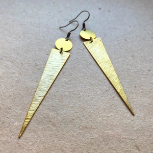 Elegant raw brass earrings, long earrings, golden earrings, long gold earrings, statement earrings, statement jewelry, raw brass pendants image 6