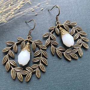 Laurel Wreath Earrings: Bronze Greek Goddess Jewelry