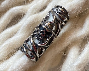 1 Stainless Steel Skull Tube Dreadlock Bead – Hair Jewelry for Dreadlocks, Braids & Locs
