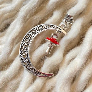 Whimsical Mushroom Moon Dreadlock Bead – Hair Jewellery for Dreadlocks, Braids and Natural Hair