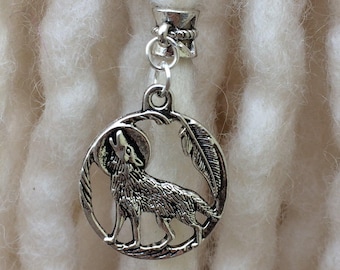 Tibetsilber Wolf Mond Dreadlock Perle – Haarschmuck für Dreadlocks, Zöpfe und natürliches Haar