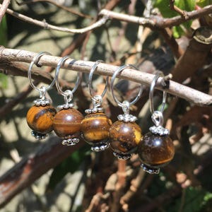 5x Tigerauge Haarringe - Haarschmuck für Dreadlocks, Zöpfe & natürliches Haar