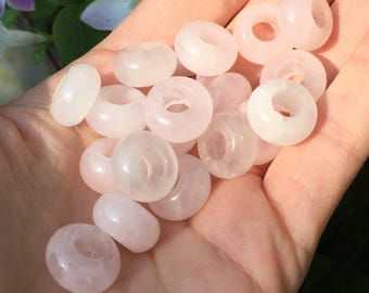 3 Rose Quartz Gemstone Dreadlock Beads – Hair Jewelry for Dreadlocks, Braids & Locs