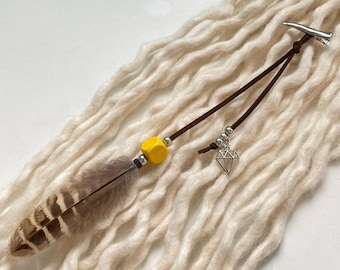 Pinza para el pelo con plumas bohemias - Plumas para el pelo - Joyería para rastas - Accesorio para el pelo bohemio