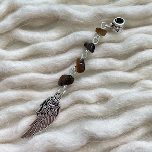 Tiger&#39;s Eye Wing Dreadlock Bead – Hair Jewellery for Dreadlocks, Braids and Natural Hair