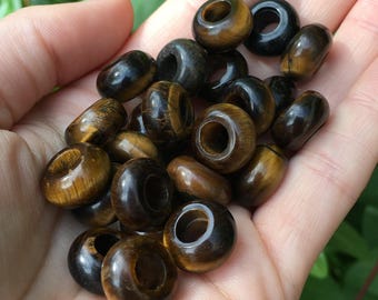 3 Tiger's Eye Gemstone Dreadlock Beads – Hair Jewelry for Dreadlocks, Braids & Locs