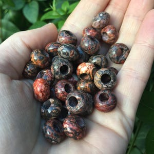 3 Leopard Jaspis Edelstein Dreadlock Perlen – Haarschmuck für Dreadlocks, Braids & Locos