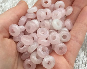 10 Rose Quartz Gemstone Dreadlock Beads – Hair Jewelry for Dreadlocks, Braids & Locs