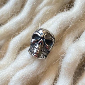 1 Stainless Steel Skull Dreadlock Bead – Hair Jewelry for Dreadlocks, Braids & Locs