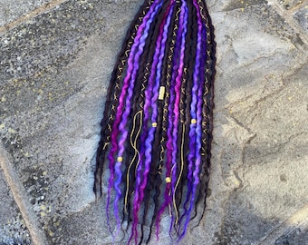 Custom - Midnight Amethyst Dreadlock Ponytail - Choose Your Length - Hair Falls - Festival Hair