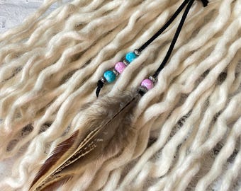 Pañuelo/Pinza para el pelo con plumas bohemias - Plumas para el pelo - Joyería para rastas - Accesorio para el pelo bohemio