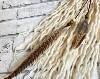 Bohemian Feather Hair Wrap / Clip - Hair Feathers - Dreadlock Jewellery - Boho Hair Accessory