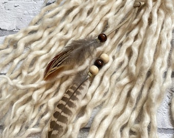 Pañuelo de plumas bohemio para el cabello - Plumas para el cabello - Joyería para rastas - Accesorio bohemio para el cabello