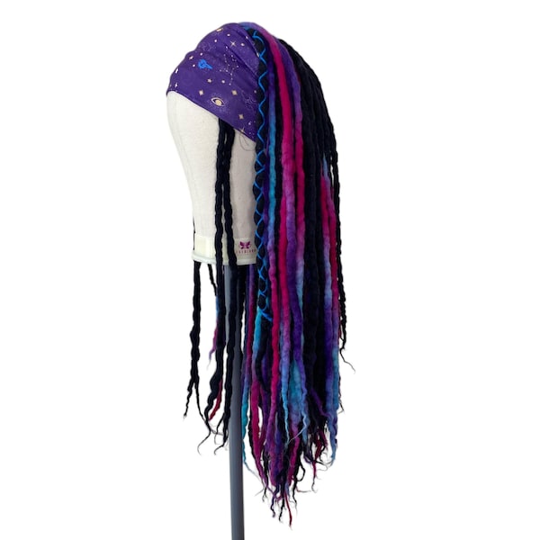 CUSTOM - Dark Cosmic Dreadlock Wig - Choose Your Length - Headband Wig - Hair Accessory
