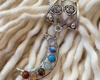 Large Dreadlock Bead With Large Chakra Moon – Dreadlock Holder - Hair Jewellery