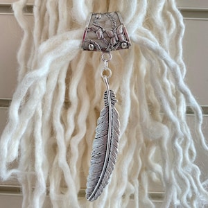 Large Dreadlock Bead With Large Feather – Dreadlock Holder - Hair Jewellery