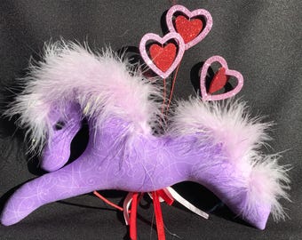 Valentine purple pony horse ornament party favor Valentine gift equestrian valentine