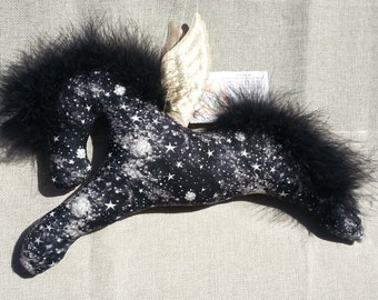 Pegasus, handmade, ornament, decoration,fantasy,sculpture,wall art, magical, mystical, stars and moons feathers