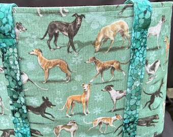greyhound shoulder tote bag greyhound rescue green and black
