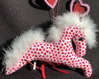 Valentine horse pony ornament gift heart fabric toy plushie party gift