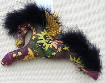 pegasus, stars and moons, feathers, ornament, decoration, toy