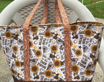 Yellowstone Fabric Tote Bag: Western Cowboy Design bag, take em to the train station