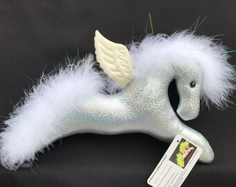 pegasus silver holograph fabric ornament toy celestial winged horse flying horse