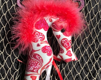 seahorse Valentine ornament red feathers Valentines Day gift