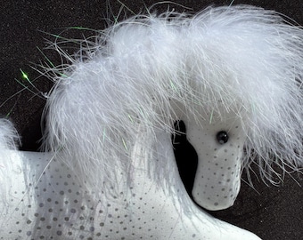 white horse silver metallic spots ornament plushie white pony appaloosa