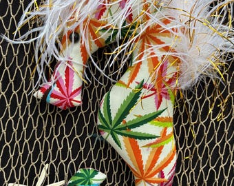 seahorse mobile weed marijuana rainbow retro fabric