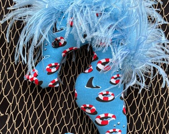 shark seahorse fins to the left margaritaville jimmy buffet parrothead blue mobile