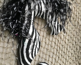 zebra seahorse black and white stripes nautical mobile beach unique