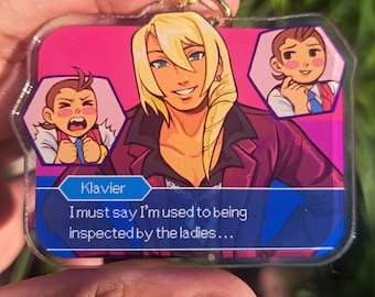 Ace Attorney Klapollo Bisexual feelings 2.5 inch acrylic keychain
