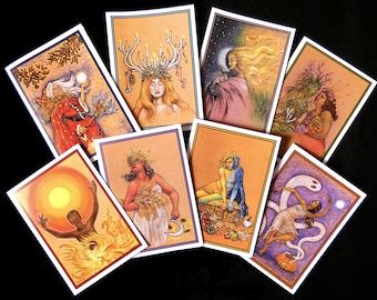Lot de 8 cartes de voeux Roue de l'année