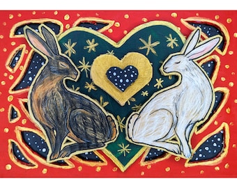 Whitman And Daughter Hasen-Hochzeitskarte – Süße Kaninchen-Karte, 12,7 X 17,8 Cm, Innen Blanko