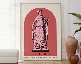 Flora Goddess of Spring and Flowers Greek Mythology Wall Art Digital Print, Light Academia Decor Minimal Poster, Instant Digital Download