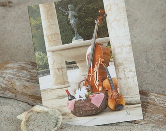 Romantic Note Card | Happy Anniversary | Wine and Cheese Picnic | Symphony Photo Card | Lisa Vohwinkel Photo | Stationery | Greeting Card