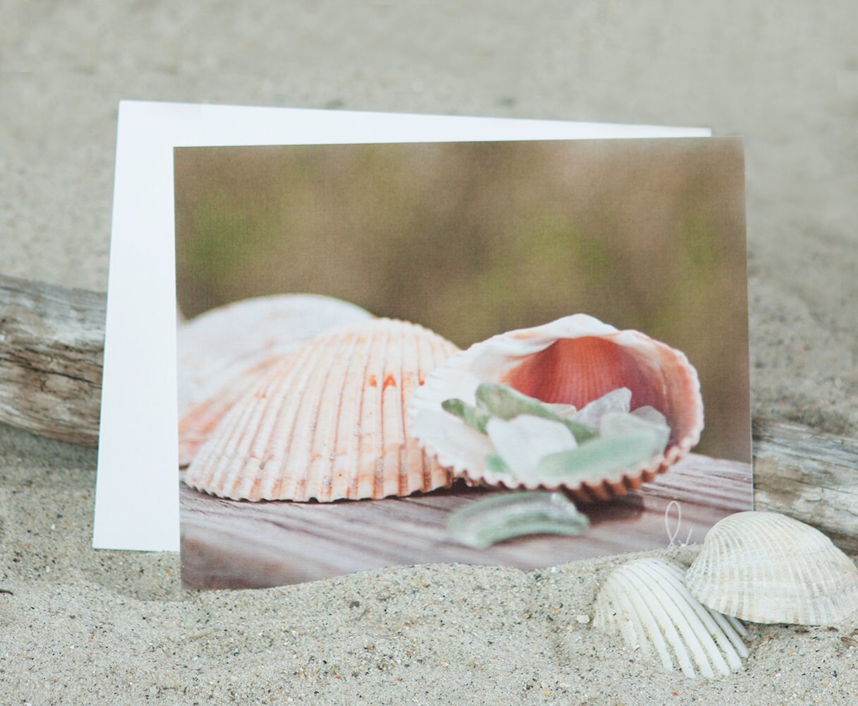 Coastal Note Card Sea Glass Note Card Coastal Stationery - Etsy