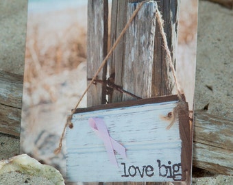 Coastal Note Card | Breast Cancer Awareness | Coastal Stationery | Greeting Card | Love Big |  Pink Ribbon | Lisa Vohwinkel Photography