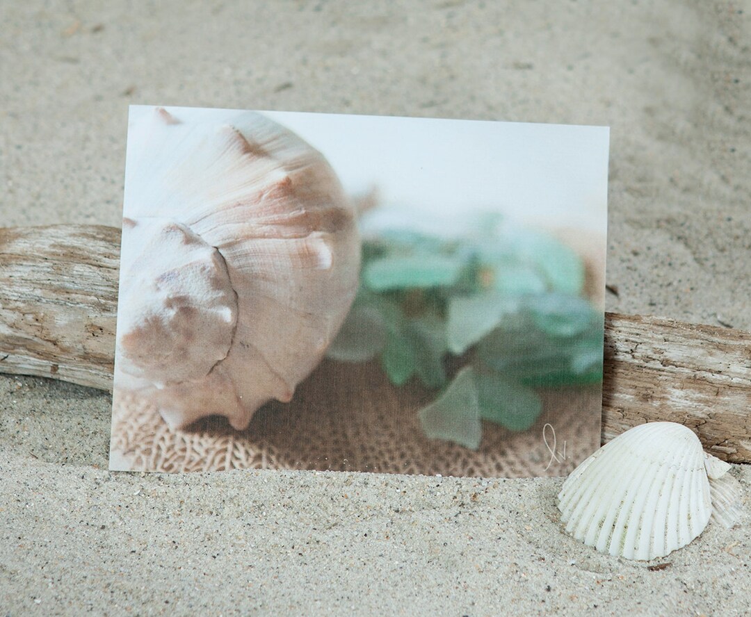 Sea Glass Note Card Coastal Greeting Card Stationery Coastal Note Card ...