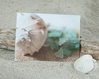 Sea Glass Note Card | Coastal Greeting Card | Stationery | Coastal Note Card | Coastal Shell Note Card | Lisa Vohwinkel Photography |