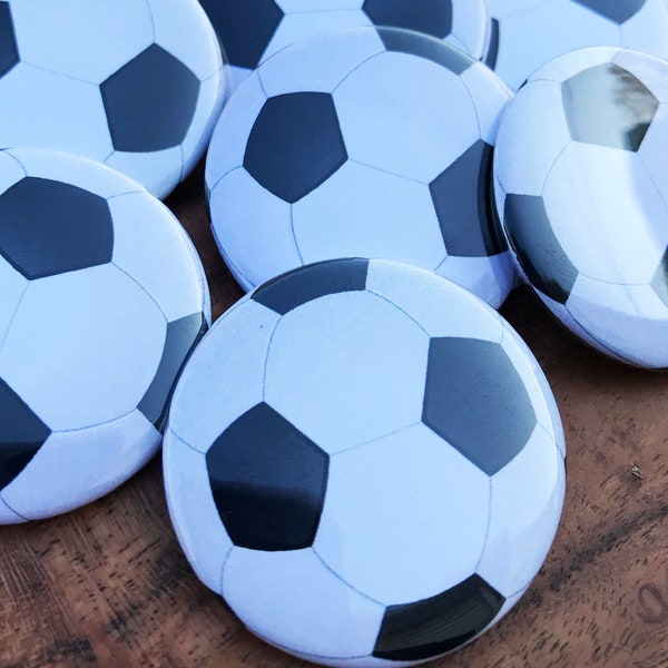 Soccer Ball Magnets or Buttons, 1", 1.5" You Pick, Sports theme, Soccer, Sports Decor, Locker magnet, fridge magnet, soccer theme