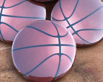 BasketBall Magnets or Buttons, 1", 1.5" You Pick, Sports theme, basketball, Sports Decor, Locker magnet, fridge magnet, basketball theme