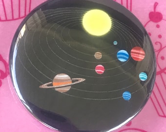 Magnete o pulsante del sistema solare, specchio, apribottiglie, 1,5 ", 2,25 ", spazio, pianeta, galassia, sistema solare, tema spaziale, pulsante pinback, magneti