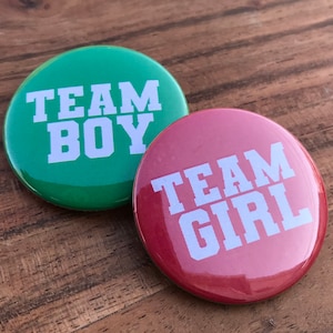 Team Boy, Team Girl, Red, Green, Pinback Button, 1 », 1.5 », 2.25 », Fille ou Garçon, Genre Reveal, Baby Vote Game, Baby Shower, Thème de Noël