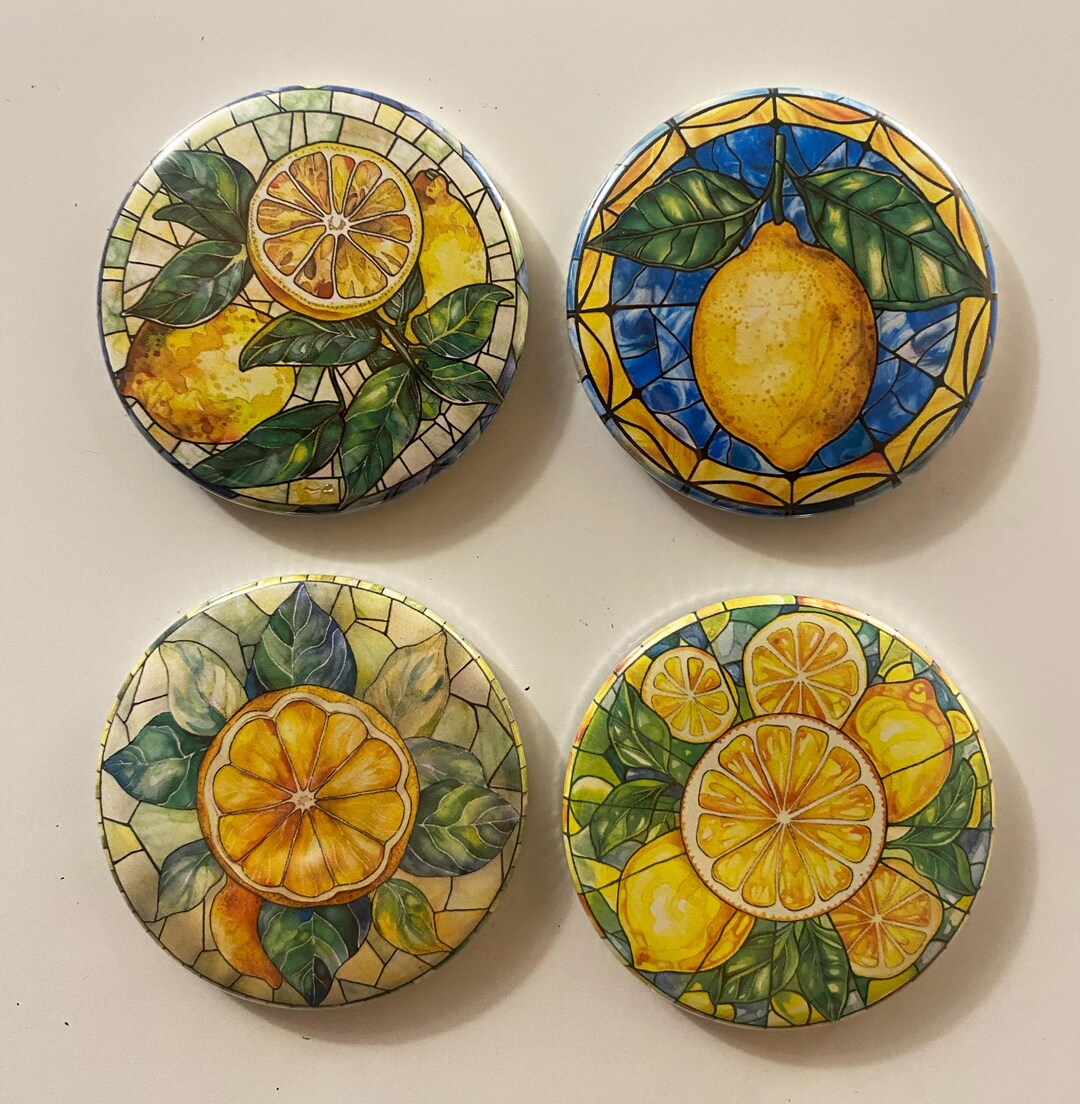 Lemon Magnets Set of 4 Lemon Magnets or Bottle Openers – 2.25