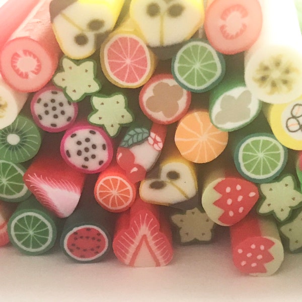 Polymer Clay Fimo Fruit Sticks, Rods, Canes, Bright Colors, Miniature Foods, Clay Food, Slime, Resin, Nails, DIY Crafts, Kawaii, Strawberry